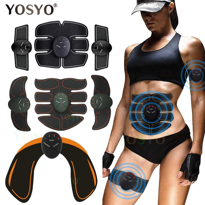 YOSYO EMS WIRELESS MUSCLE STIMULATOR – SMART FITNESS ABDOMINAL TRAINER & BODY SLIMMING MASSAGER